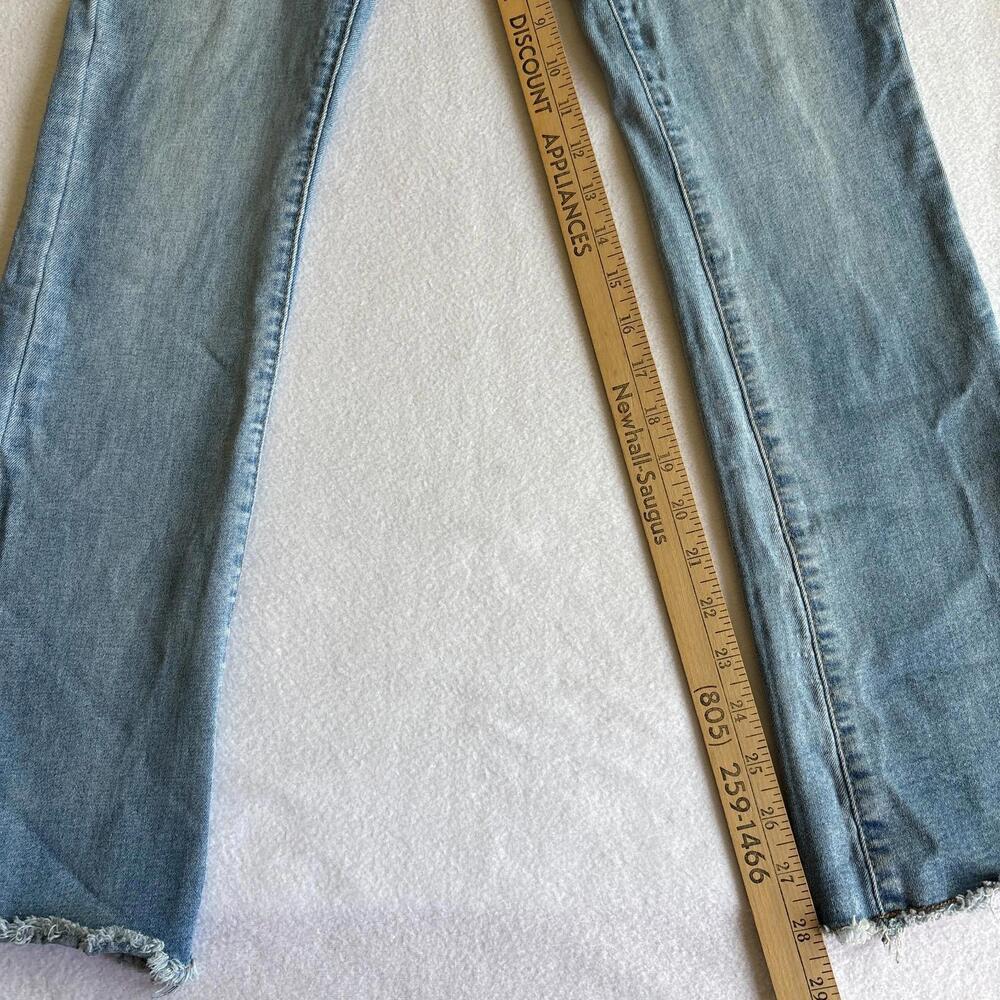 Bamboo Womens Size 9 Lace Up Flare Jeans Frayed Hem Y2K Vintage Denim Streetwear - Picture 2 of 8